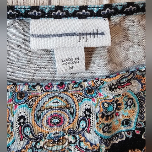 J. Jill •Size Medium• Damask Tunic Blouse Paisley Floral Print Long Sleeve - Picture 5 of 8